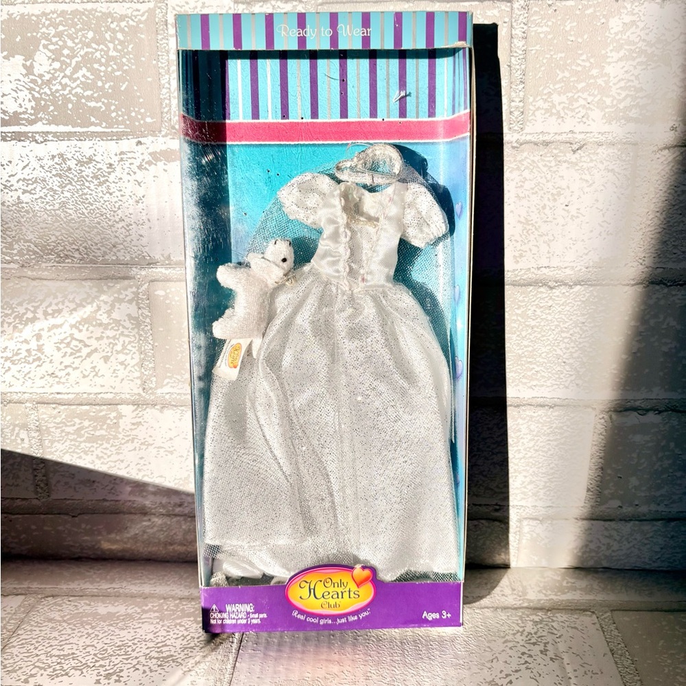 Only Hearts Dazzling Bride Sparkling White Doll Dress with White Puppy NEW 9”